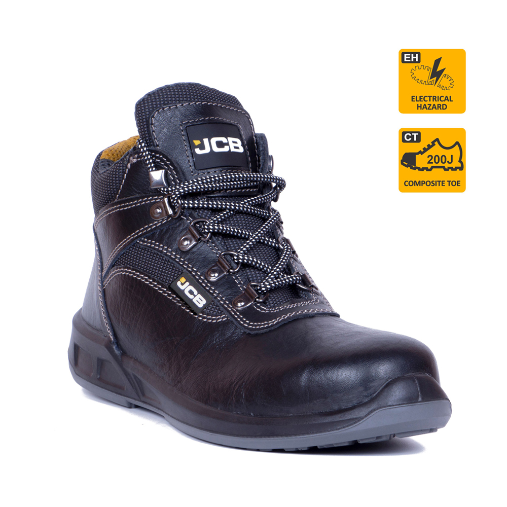 【5W】ALTA JCB black SR Excavator Black Steel Toe Work Safety Shoes, Size: 10,PC